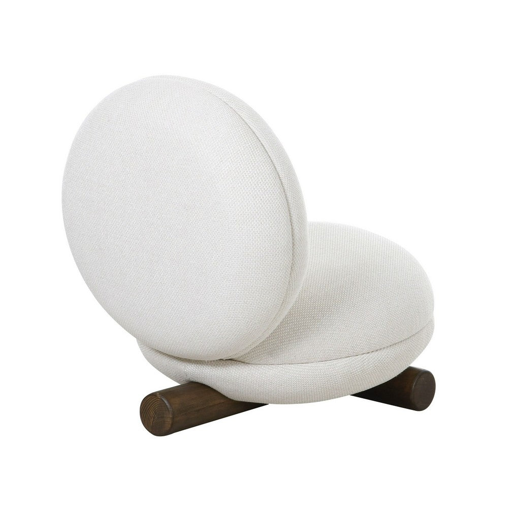 Benjara 28 Inch Accent Chair, Off White Polyester, Modern Low Round Seat And Back
