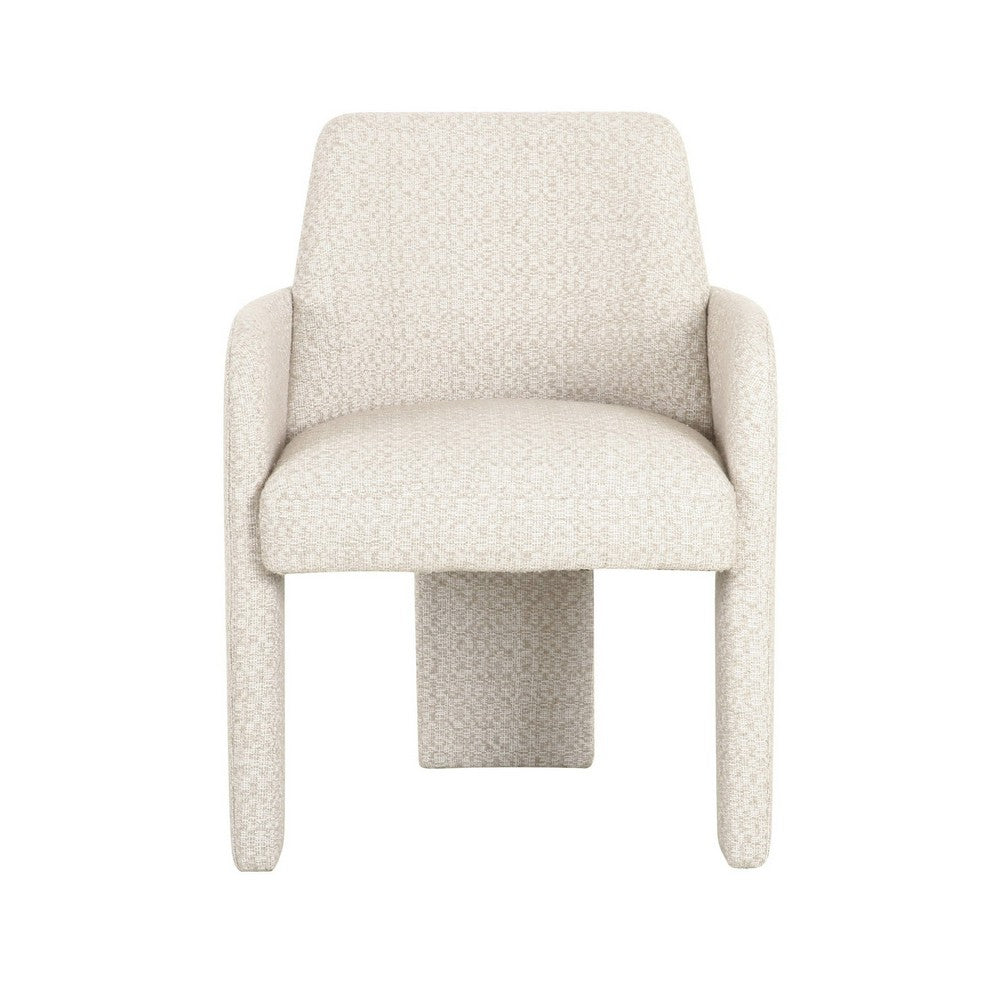 Benjara 24 Inch Dining Chair, Windsor Back, 3 Panel Legs, Soft Beige Linen Fabric