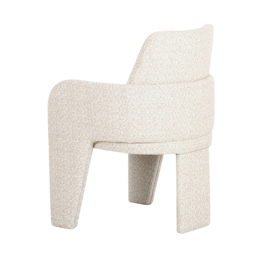 Benjara 24 Inch Dining Chair, Windsor Back, 3 Panel Legs, Soft Beige Linen Fabric