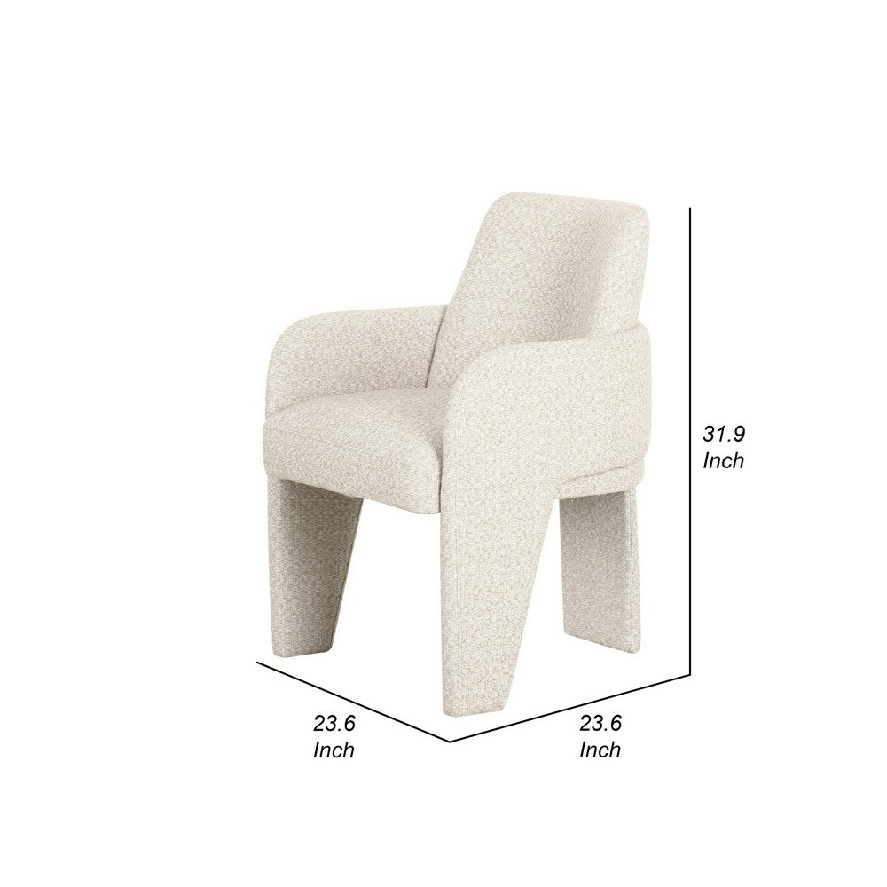 Benjara 24 Inch Dining Chair, Windsor Back, 3 Panel Legs, Soft Beige Linen Fabric