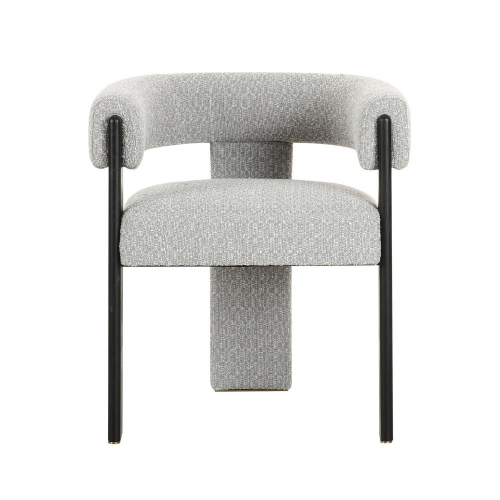 Benjara Anta Dining Chair, Curved Modern Art Style, Light Gray Polyester Blend