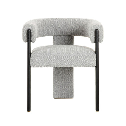 Benjara Anta Dining Chair, Curved Modern Art Style, Light Gray Polyester Blend