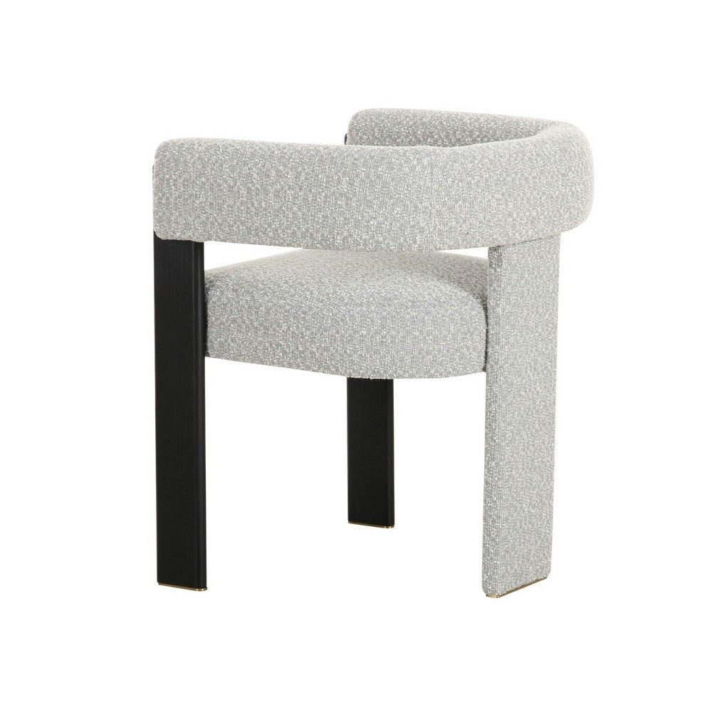 Benjara Anta Dining Chair, Curved Modern Art Style, Light Gray Polyester Blend