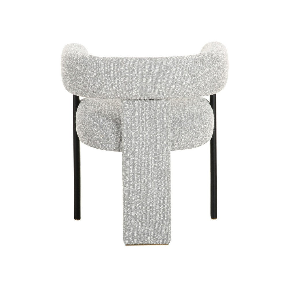 Benjara Anta Dining Chair, Curved Modern Art Style, Light Gray Polyester Blend