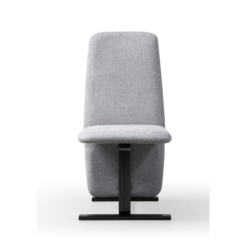 Benjara Cid Jim 19 Inch Dining Chair Set of 2, Gray Linen, Sturdy Steel Frame