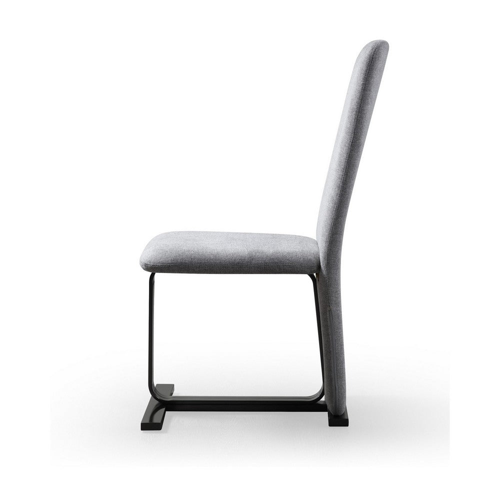 Benjara Cid Jim 19 Inch Dining Chair Set of 2, Gray Linen, Sturdy Steel Frame