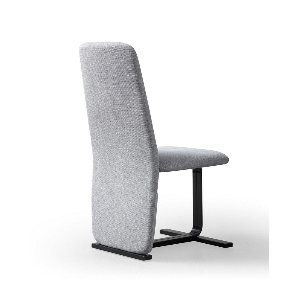 Benjara Cid Jim 19 Inch Dining Chair Set of 2, Gray Linen, Sturdy Steel Frame
