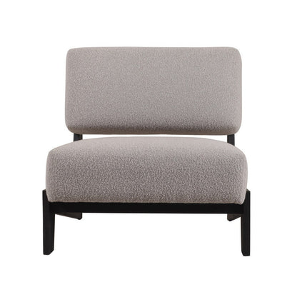 Benjara Cid Joy 30 Inch Accent Chair, Low Profile, Light Gray Velvet, Wood Frame