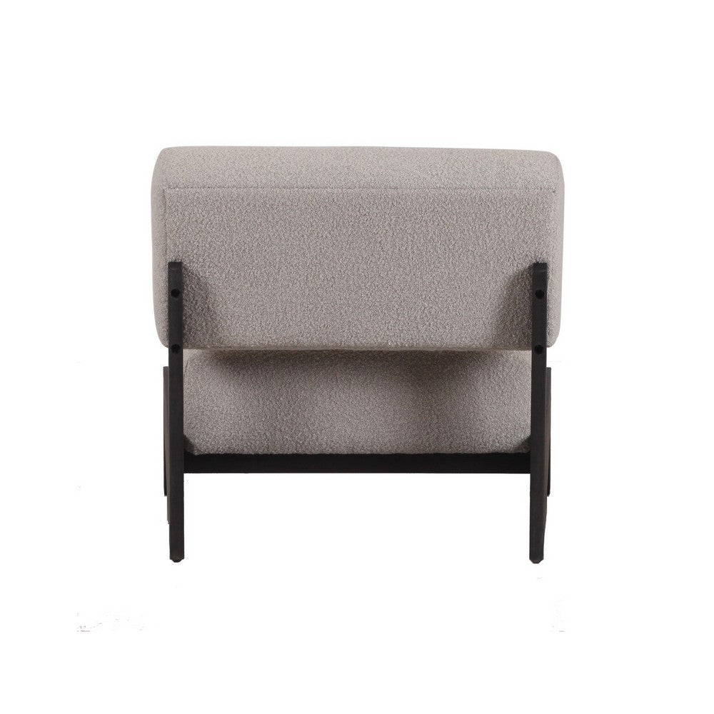 Benjara Cid Joy 30 Inch Accent Chair, Low Profile, Light Gray Velvet, Wood Frame
