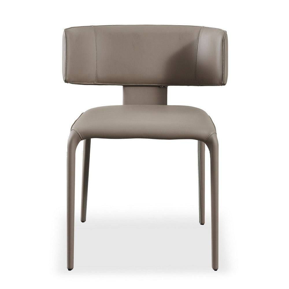 Benjara Cid Dell 21 Inch Dining Chair, Gray Faux Leather, Wingback, Metal Frame