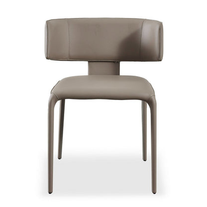 Benjara Cid Dell 21 Inch Dining Chair, Gray Faux Leather, Wingback, Metal Frame