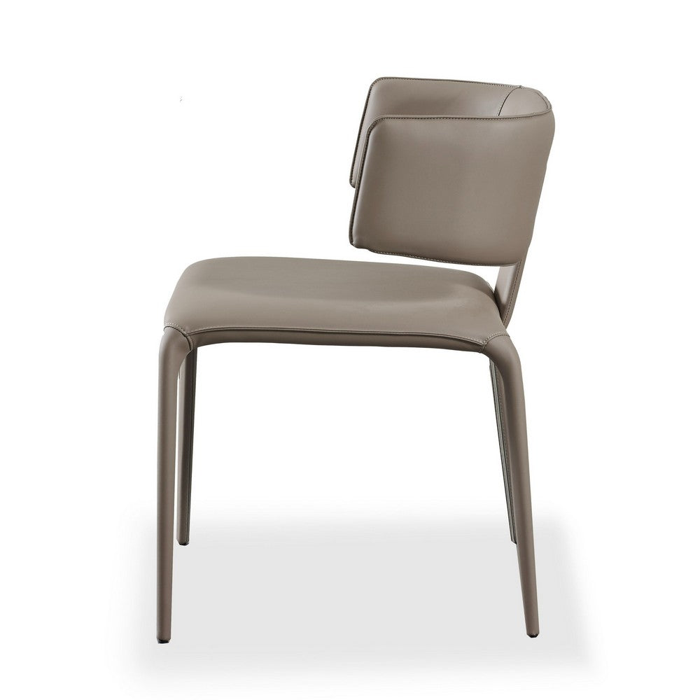 Benjara Cid Dell 21 Inch Dining Chair, Gray Faux Leather, Wingback, Metal Frame