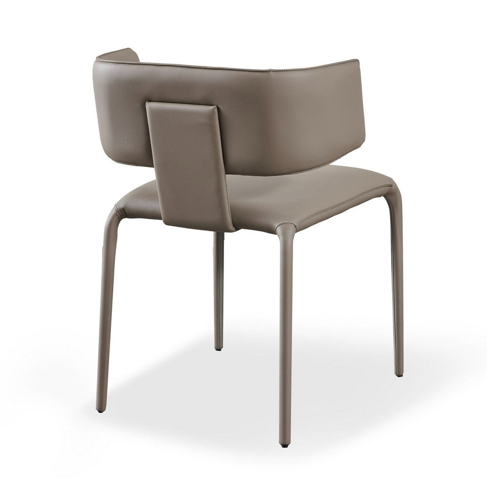 Benjara Cid Dell 21 Inch Dining Chair, Gray Faux Leather, Wingback, Metal Frame