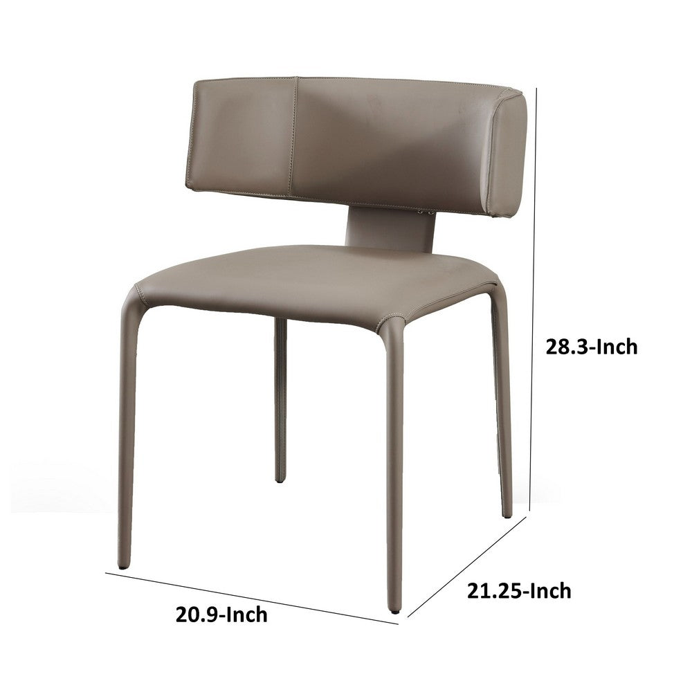 Benjara Cid Dell 21 Inch Dining Chair, Gray Faux Leather, Wingback, Metal Frame