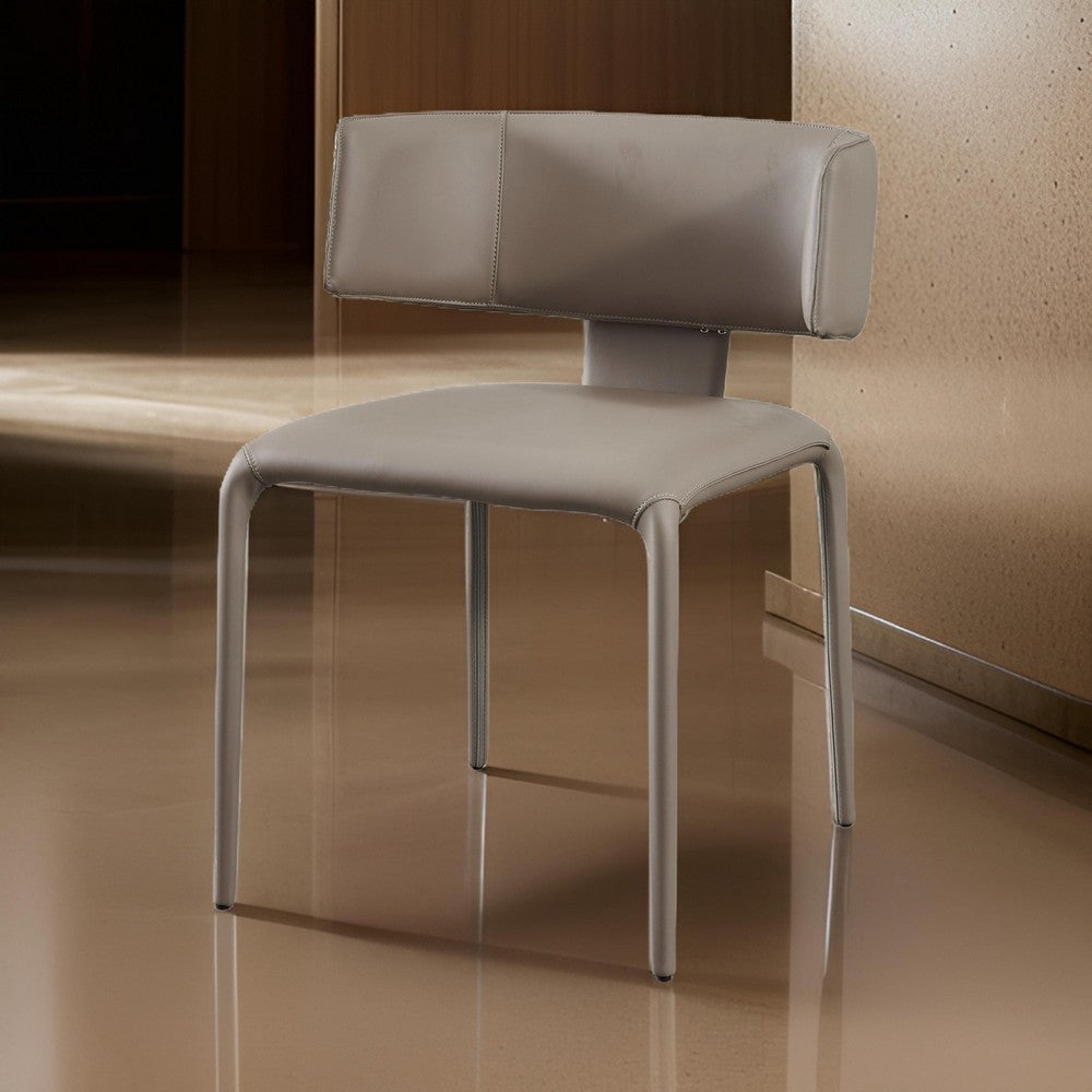 Benjara Cid Dell 21 Inch Dining Chair, Gray Faux Leather, Wingback, Metal Frame