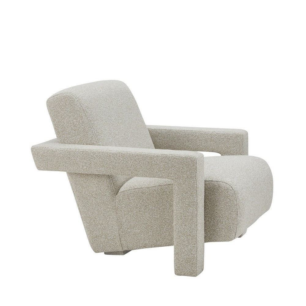 Benjara Cid Lily 28 Inch Accent Chair, Foam Cushioned Plush Beige Polyester Fabric