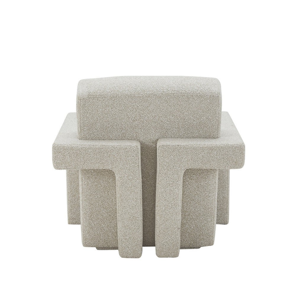 Benjara Cid Lily 28 Inch Accent Chair, Foam Cushioned Plush Beige Polyester Fabric