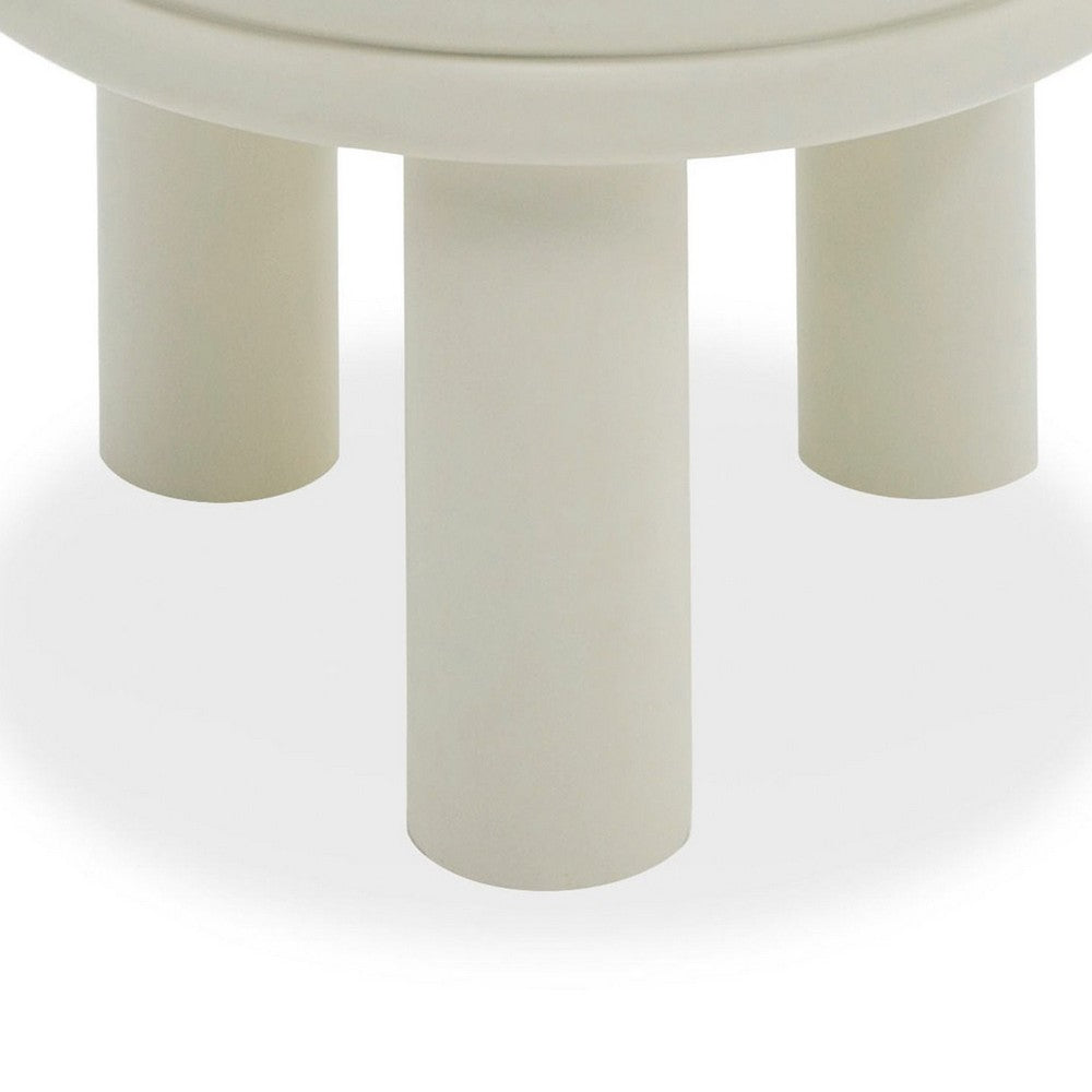 Benjara Cid Finley 20 Inch Side End Table, Round Tiered Design, White Gloss Wood