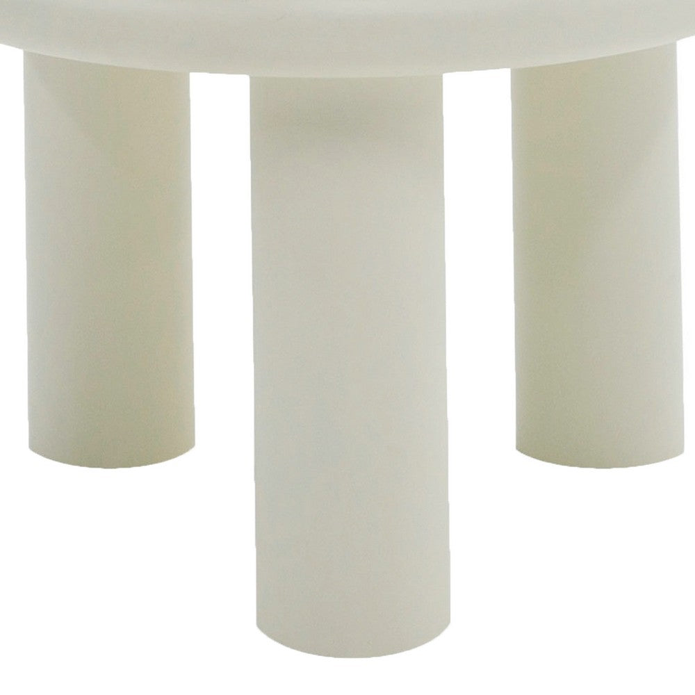 Benjara Cid Finley 20 Inch Side End Table, Round Tiered Design, White Gloss Wood