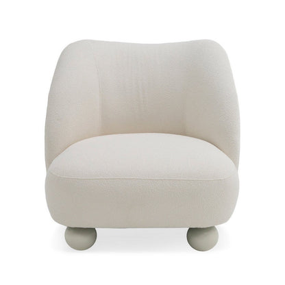 Benjara Reno Loy 31 Inch Accent Chair, White Polyester, Modern Round Legs