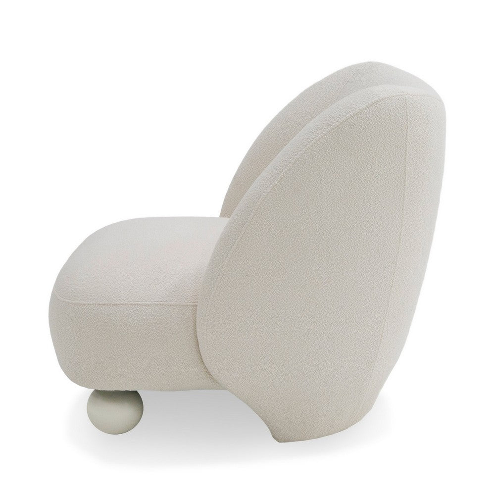Benjara Reno Loy 31 Inch Accent Chair, White Polyester, Modern Round Legs