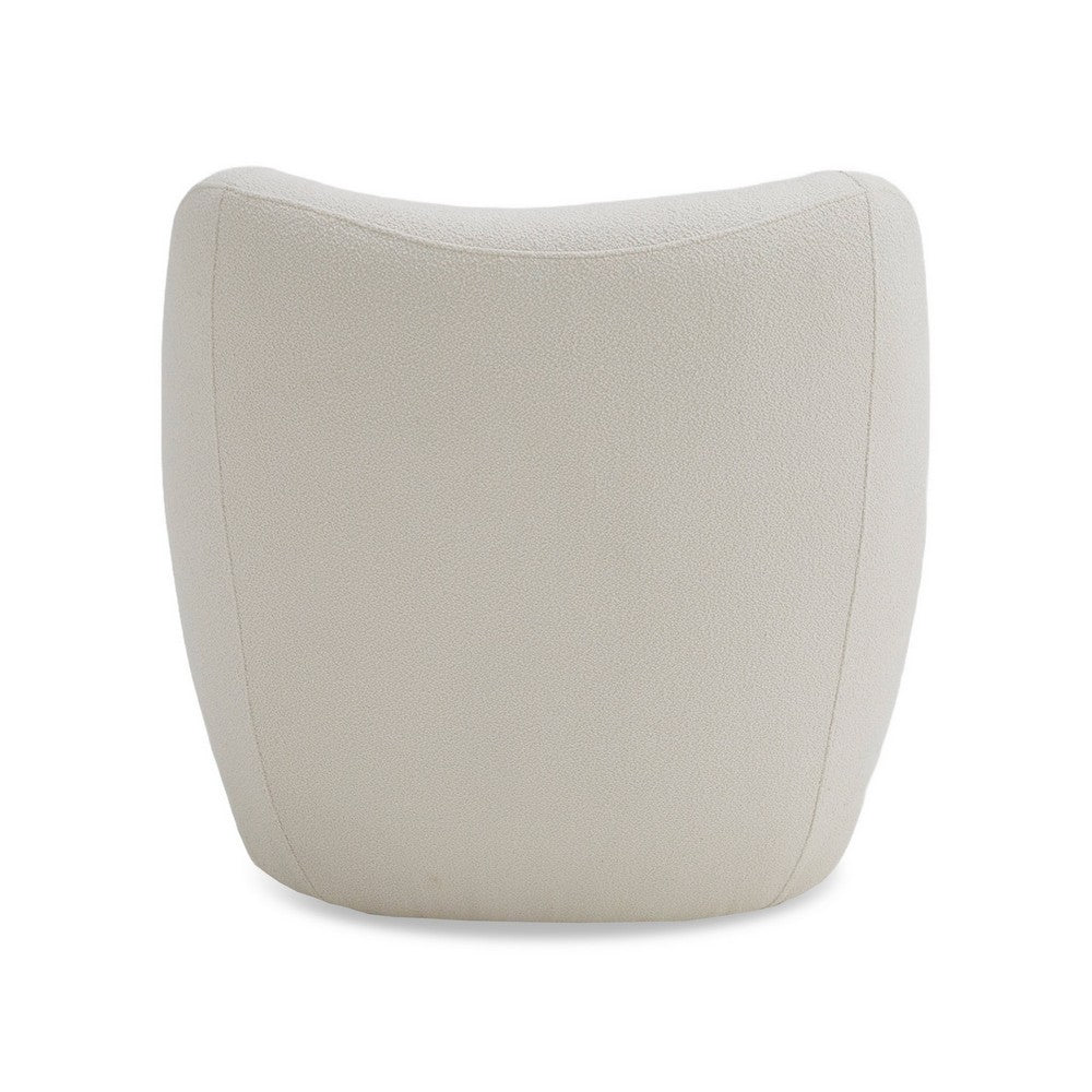 Benjara Reno Loy 31 Inch Accent Chair, White Polyester, Modern Round Legs