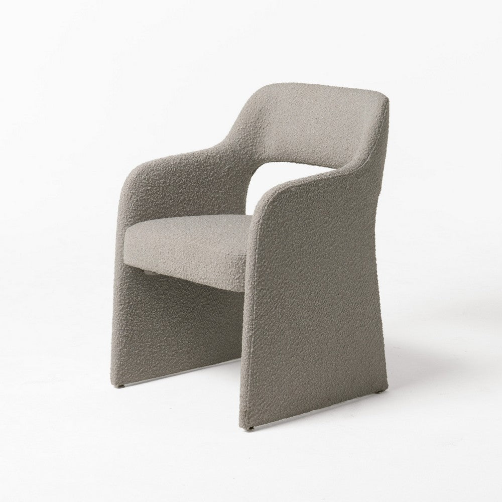 Benjara Cid Bistro 24 Inch Dining Chair, Light Gray Polyester, Cushions, Solid Wood