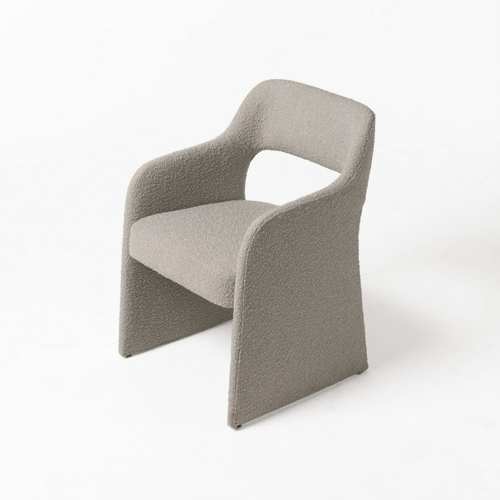 Benjara Cid Bistro 24 Inch Dining Chair, Light Gray Polyester, Cushions, Solid Wood