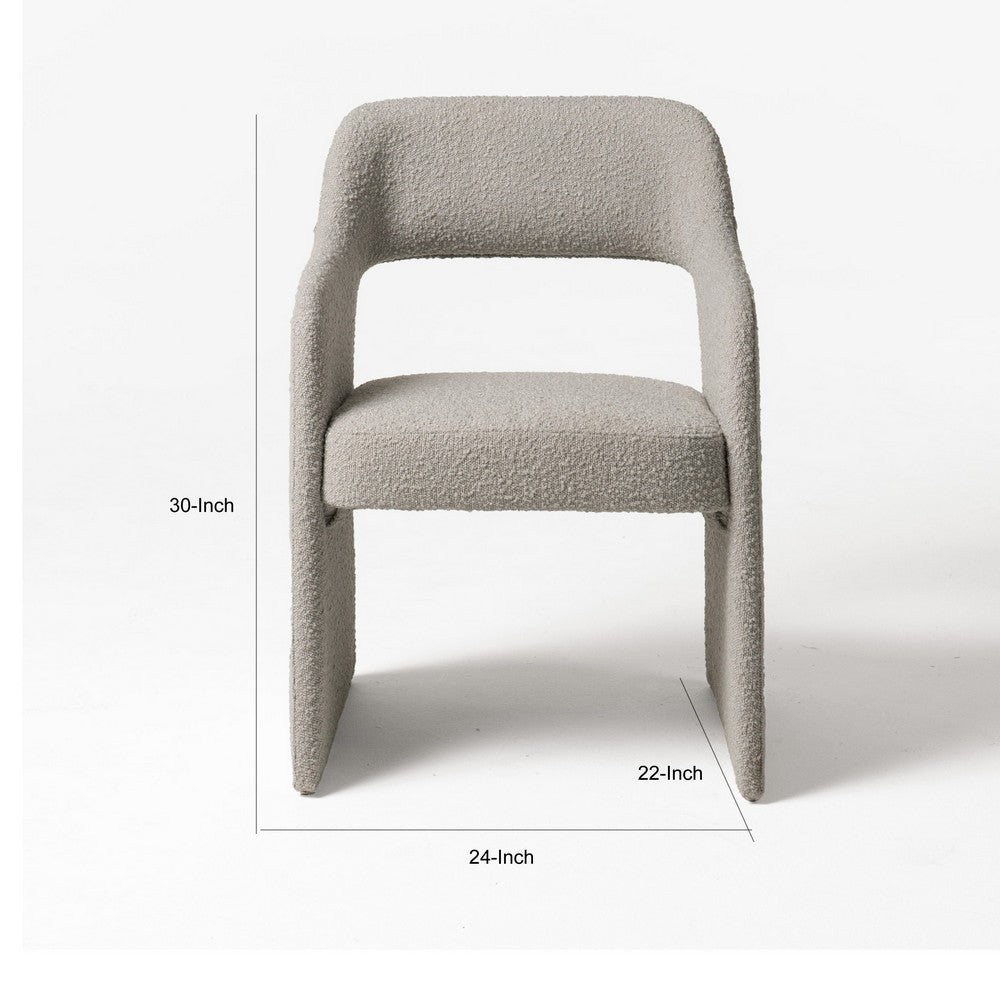 Benjara Cid Bistro 24 Inch Dining Chair, Light Gray Polyester, Cushions, Solid Wood