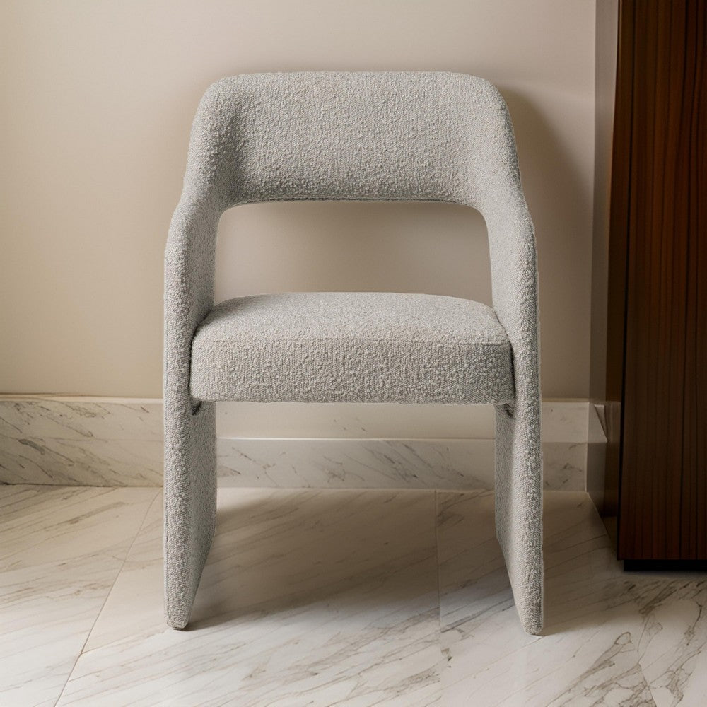 Benjara Cid Bistro 24 Inch Dining Chair, Light Gray Polyester, Cushions, Solid Wood