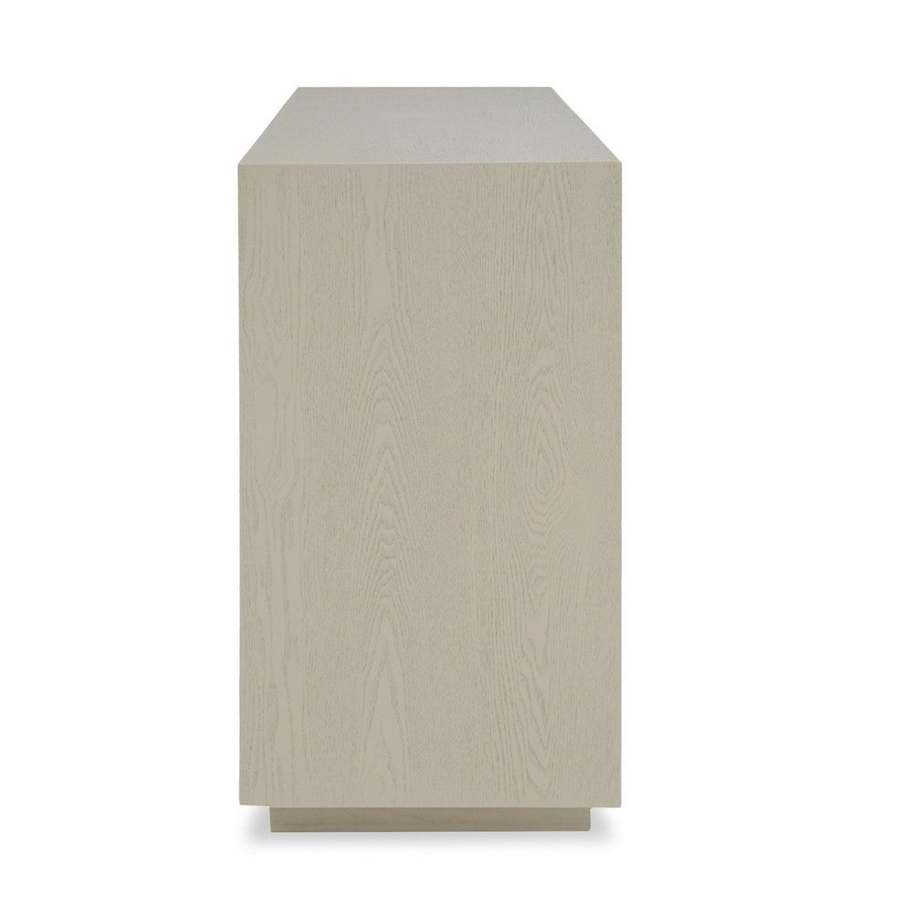 Benjara Cid Jorie 39 Inch Nightstand, 3 Drawers, Cream White Wood, Steel Handles