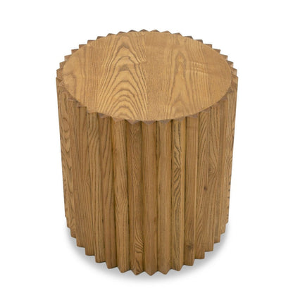 Benjara Cid Eliott 20 Inch Side End Table, Round, Walnut Brown Solid Poplar Wood