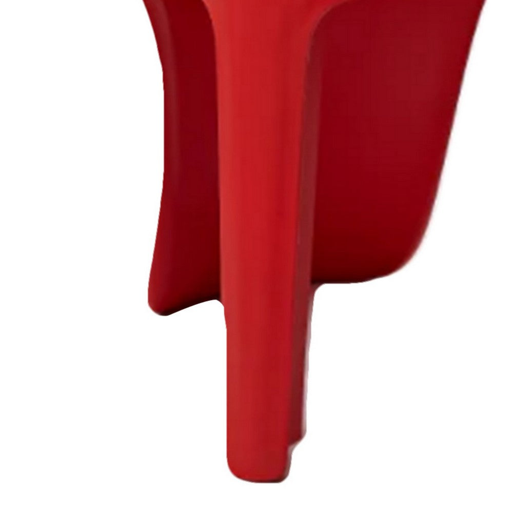 Benjara Fyna 16 Inch Kids Chair Set of 4, Curved Back, Elephant Trunk Design, Red