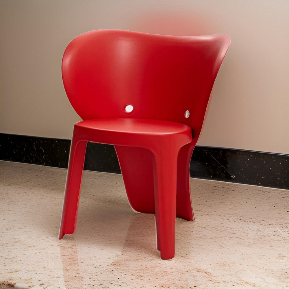 Benjara Fyna 16 Inch Kids Chair Set of 4, Curved Back, Elephant Trunk Design, Red