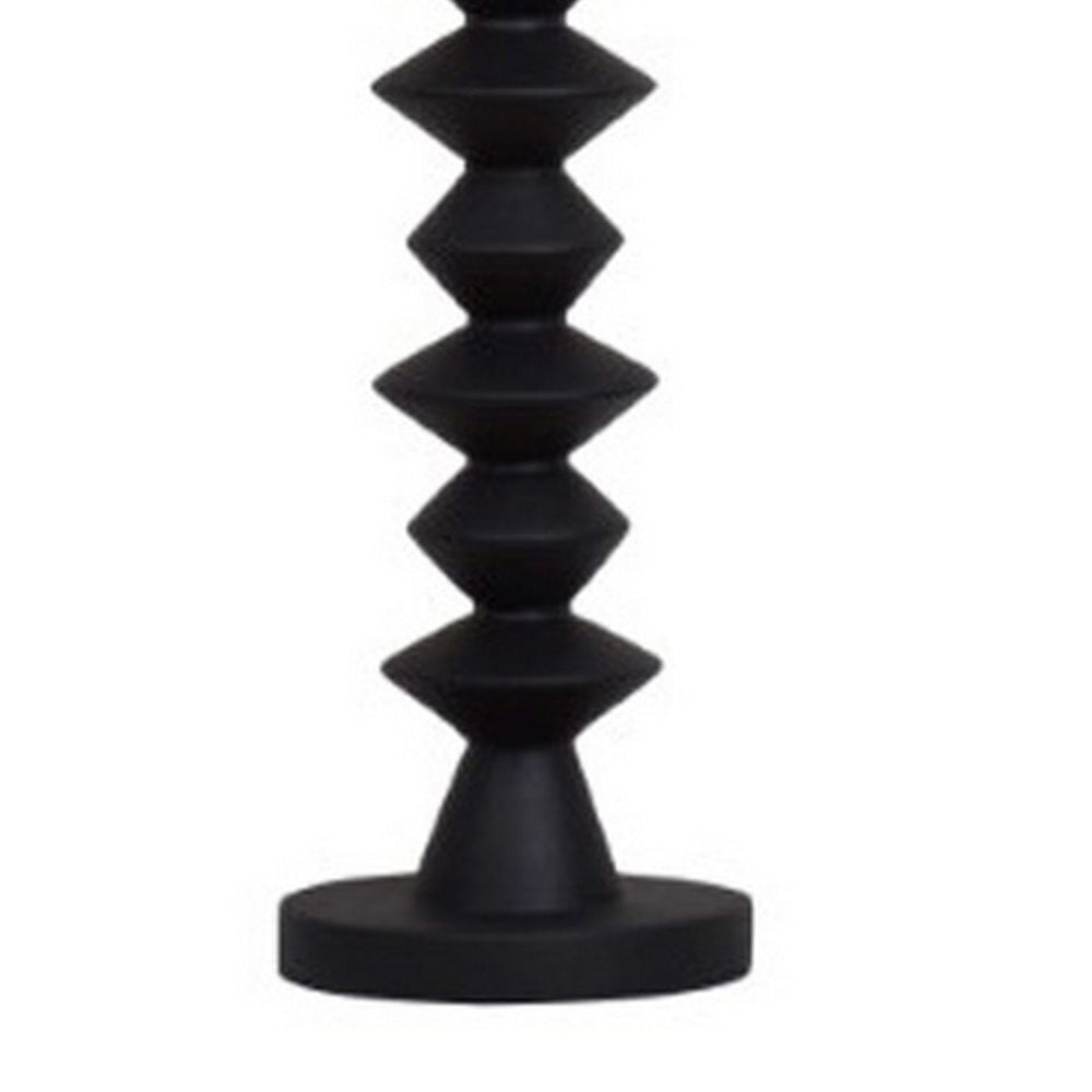 Benjara Ando Buffet Table Lamp, Black Turned Fishbone Base, Drum Shade