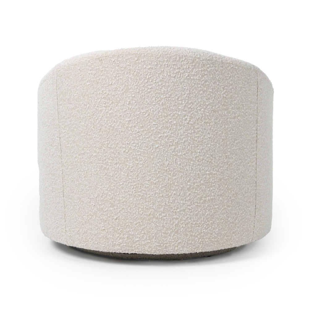Benjara Cid Rony 33 Inch Swivel Accent Chair, Beige Polyester, Wood Base