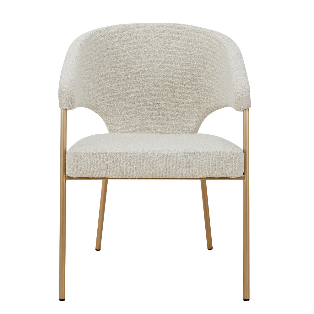 Benjara Cid Kasa 23 Inch Dining Chair, Light Gray Polyester, Brass Stainless Steel
