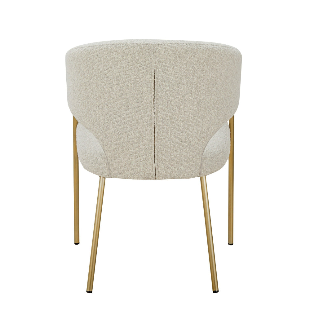 Benjara Cid Kasa 23 Inch Dining Chair, Light Gray Polyester, Brass Stainless Steel