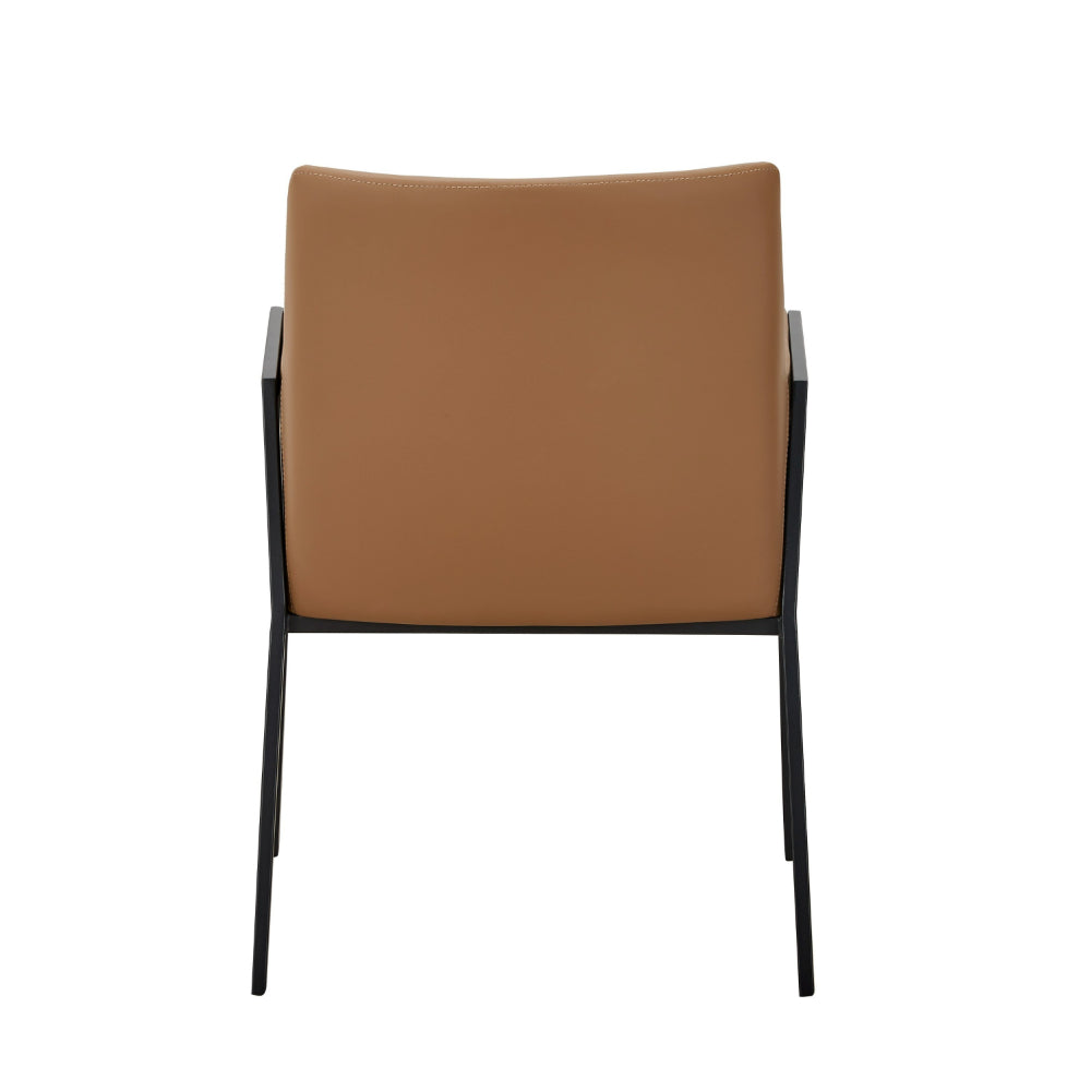 Benjara Cid Lizz 24 Inch Dining Chair, Faux Leather, Black Steel Legs, Wood Frame