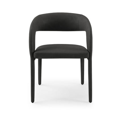 Benjara Cid Taya 24 Inch Dining Chair, Open Back, Cushioned Black Faux Leather