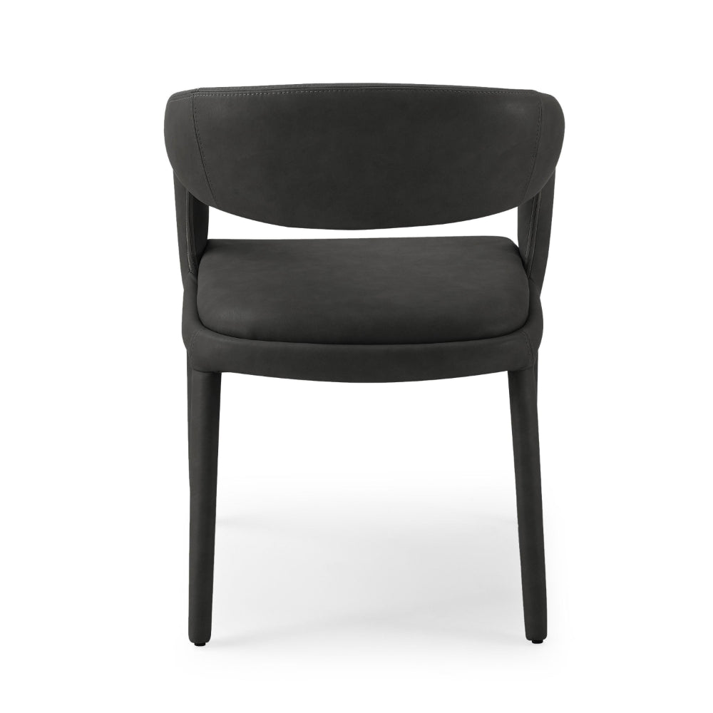 Benjara Cid Taya 24 Inch Dining Chair, Open Back, Cushioned Black Faux Leather