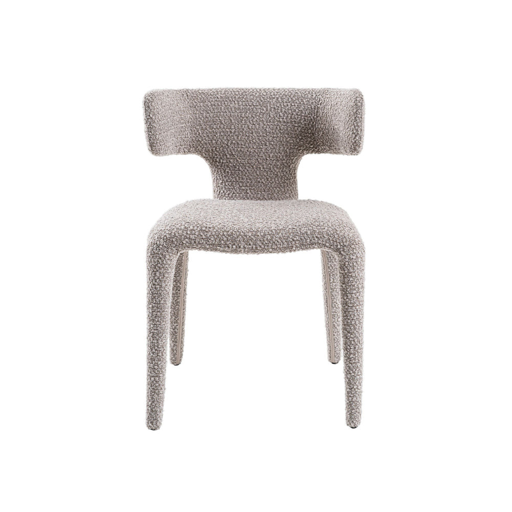 Benjara Cid Eve 21 Inch Dining Chair, Curved Wingback Off White Textured Polyester