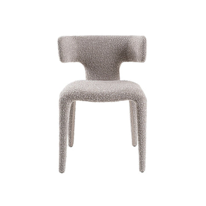 Benjara Cid Eve 21 Inch Dining Chair, Curved Wingback Off White Textured Polyester