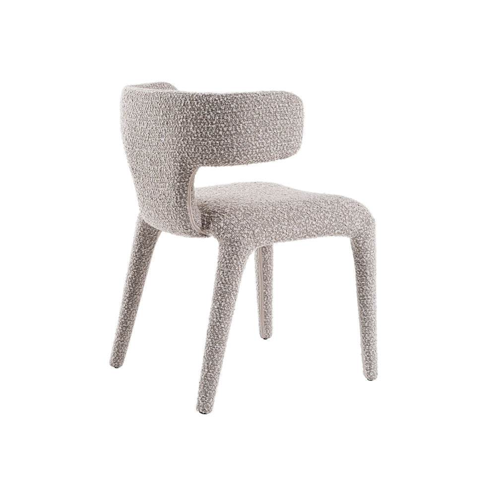 Benjara Cid Eve 21 Inch Dining Chair, Curved Wingback Off White Textured Polyester
