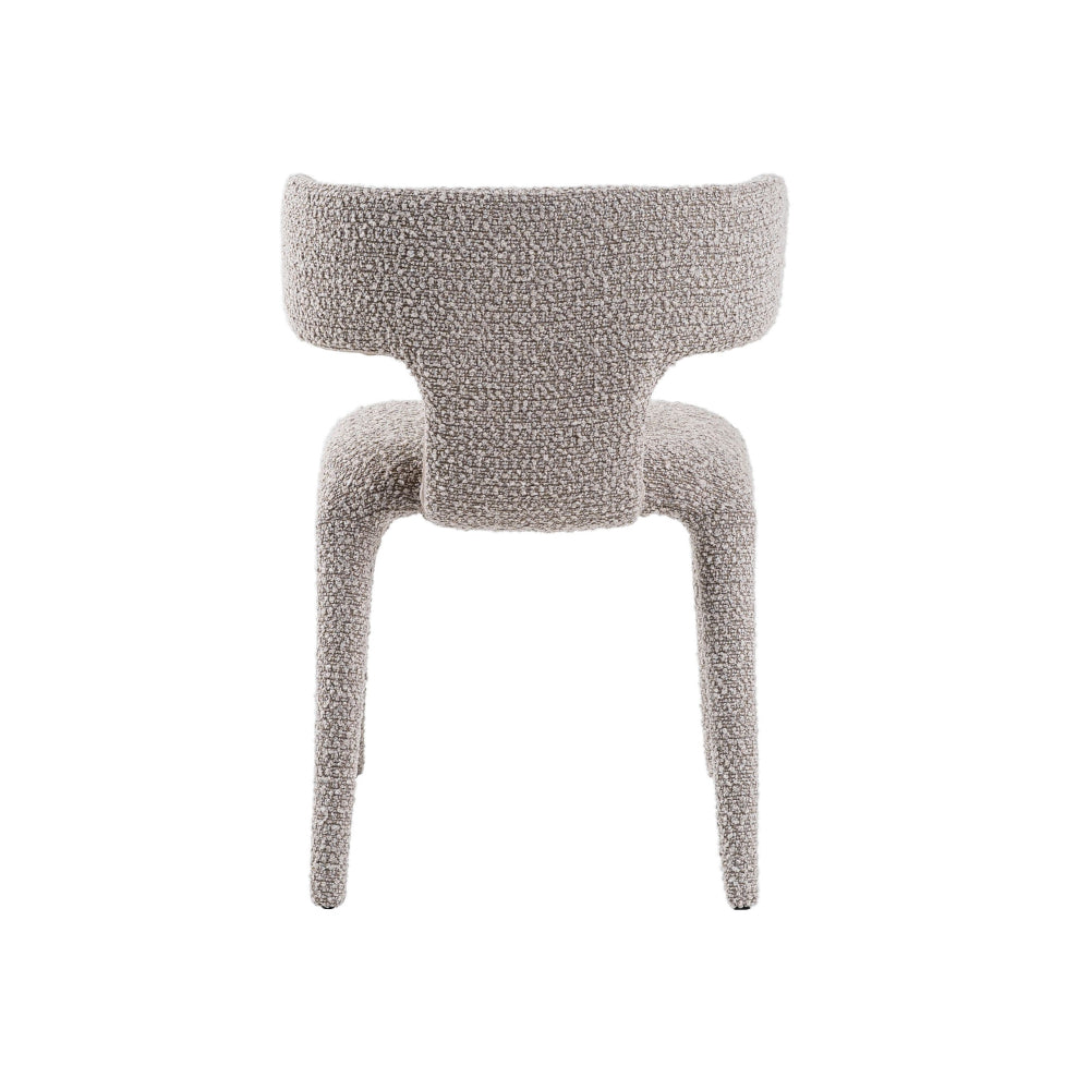 Benjara Cid Eve 21 Inch Dining Chair, Curved Wingback Off White Textured Polyester