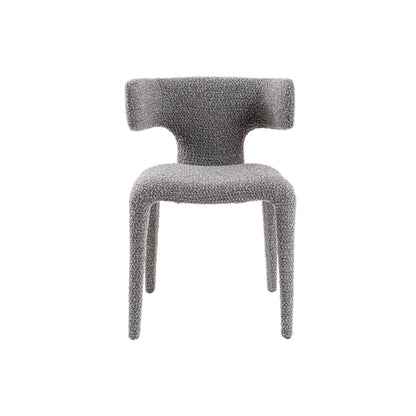 Benjara Cid Eve 21 Inch Dining Chair, Curved Wingback, Gray Textured Polyester