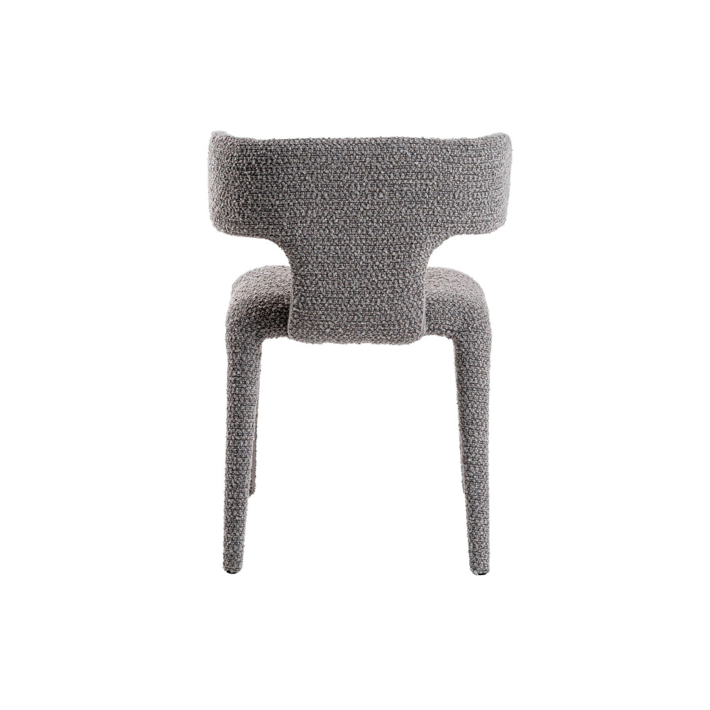 Benjara Cid Eve 21 Inch Dining Chair, Curved Wingback, Gray Textured Polyester