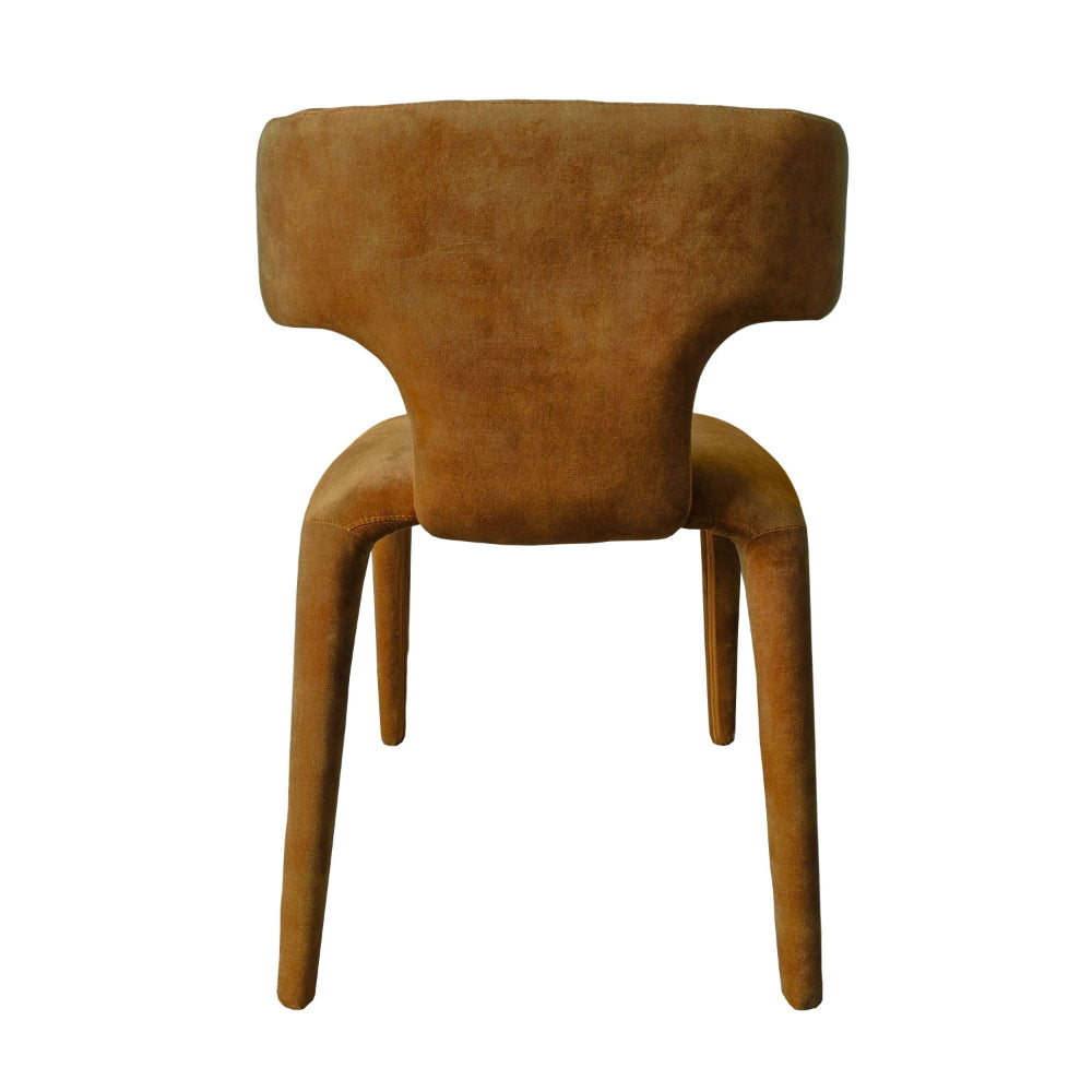 Benjara Cid Eve 21 Inch Dining Chair, Curved Wingback, Brown Textured Polyester