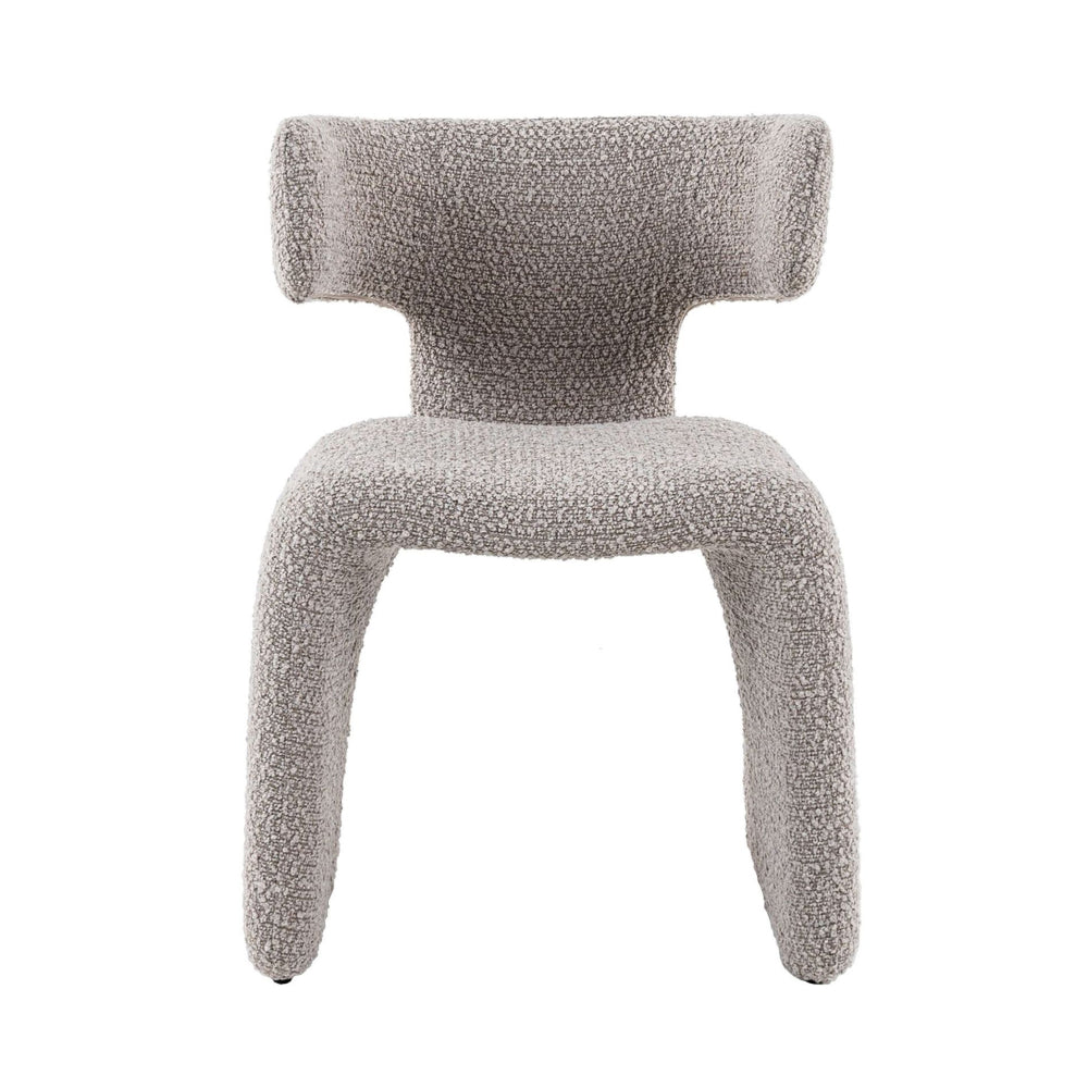 Benjara Cid Fiu 22 Inch Dining Chair, Curved Wingback, Textured Off White Polyester