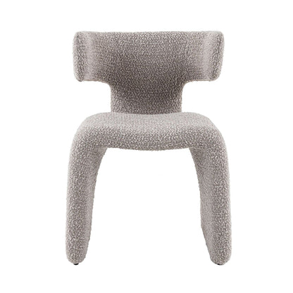 Benjara Cid Fiu 22 Inch Dining Chair, Curved Wingback, Textured Off White Polyester